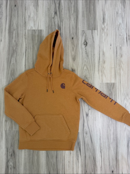 Carhartt Other - NWOT Women’s Carhartt Brown Hooded Sweatshirt with Script Sleeve Logo Sz Xs